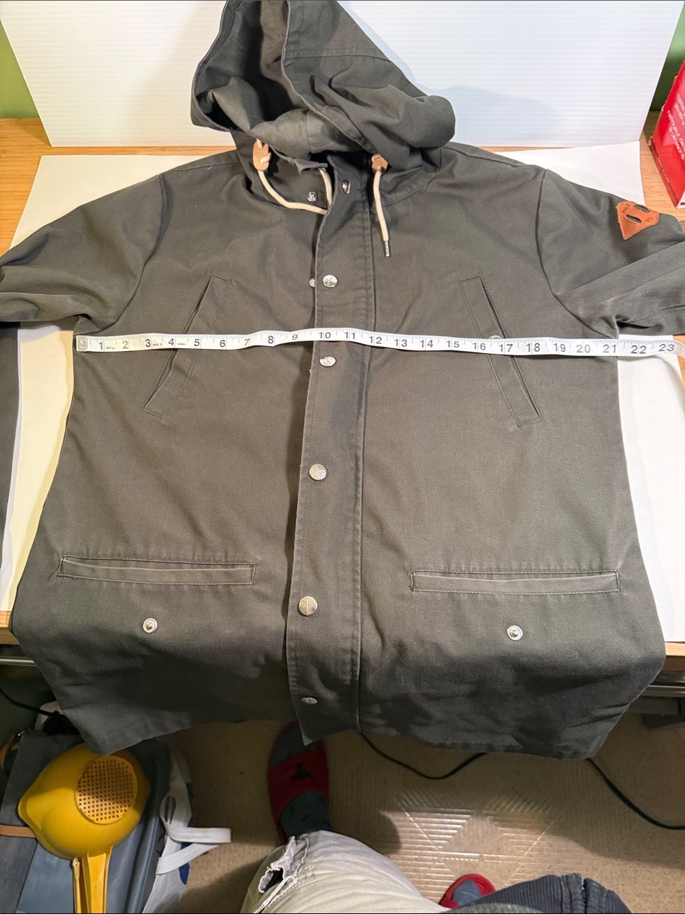 RVLT, Olive Green Hooded Men's Parka Jacket - Picture 9 of 11